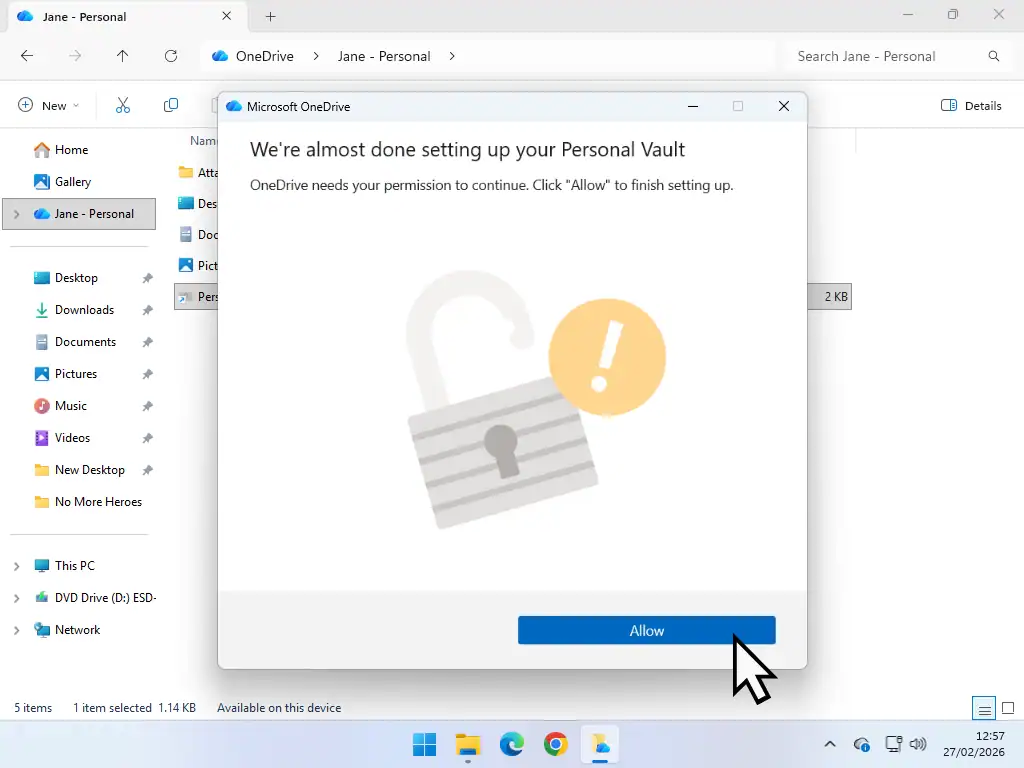 Allow OneDrive Allowing OneDrive the permissions it needs.