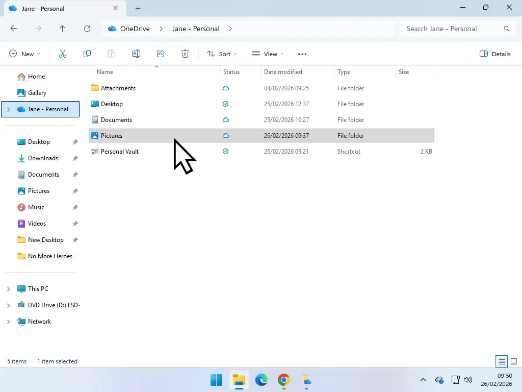 Navigating to folder to share in OneDrive Navigating to folder to share in OneDrive