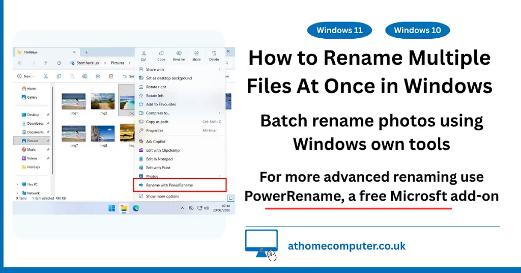 How to rename multiple files at once in Windows (PowerRename).
