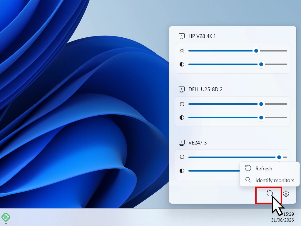 How to turn on Identify Monitors in Power Display/