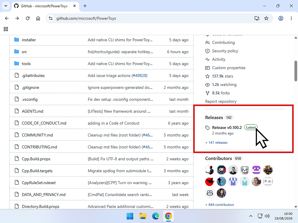 The Releases Section is highlighted and also the Latest button.