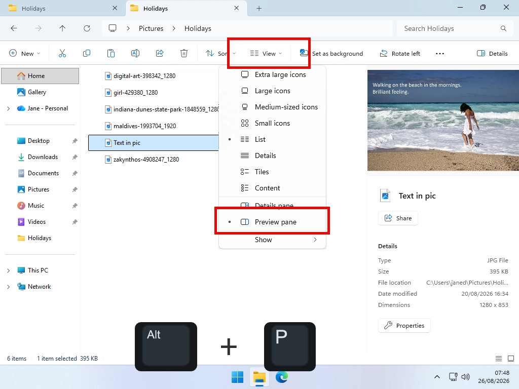 Turning off the File Explorer preview pane, a common cause of the file is open in another program error.